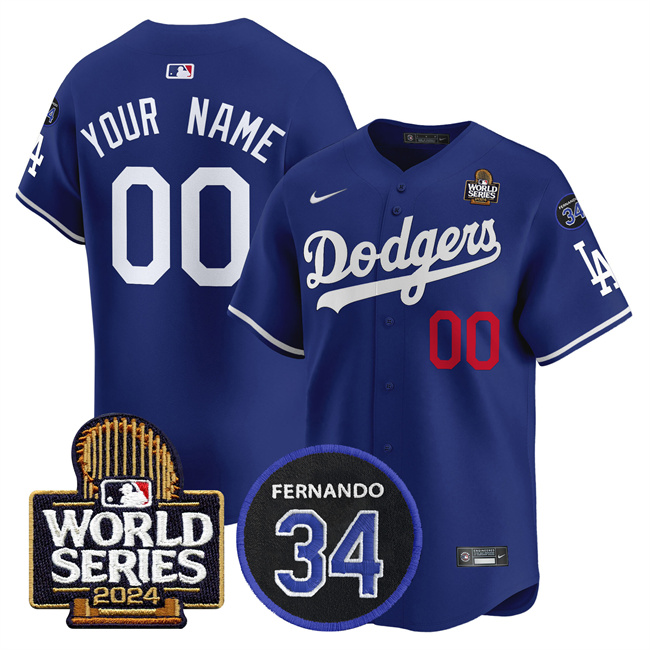 Youth Los Angeles Dodgers ACTIVE PLAYER Custom Royal 2024 World Series With Fernando Memorial Patch Limited Stitched Baseball Jersey